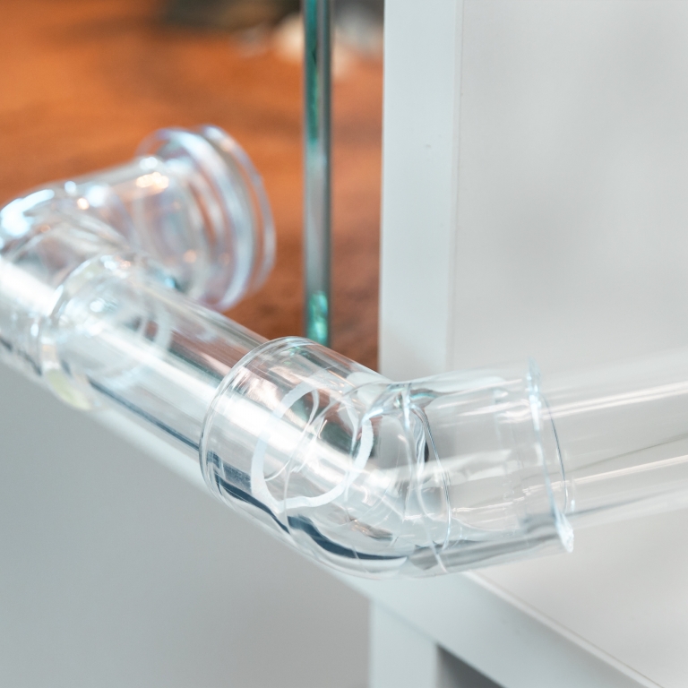 Rohrverbinder glasklar für 50mm - 45°